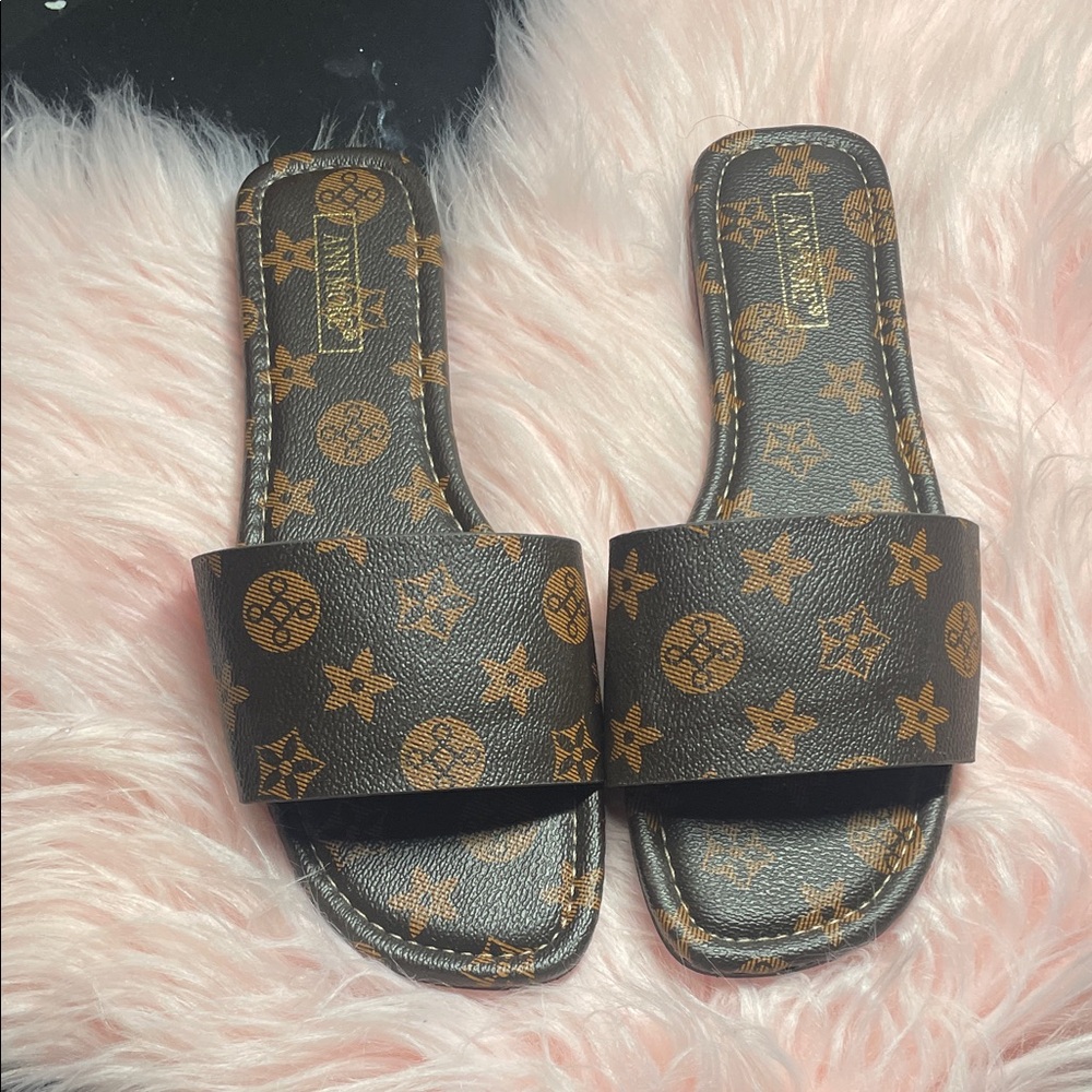 Designer Brown Slide Sandals